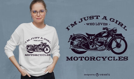 Diseño de camiseta de cita de chica motociclista