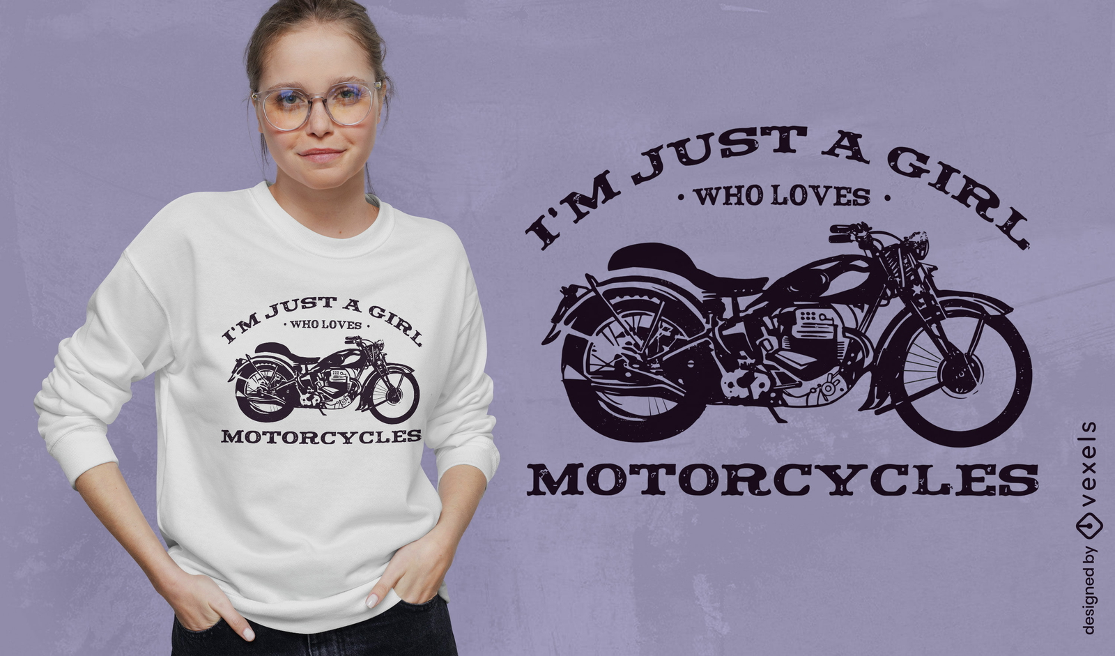 Design de camiseta com citação de garota motociclista