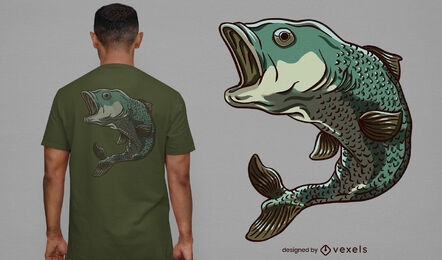Diseño de camiseta de pez lucioperca
