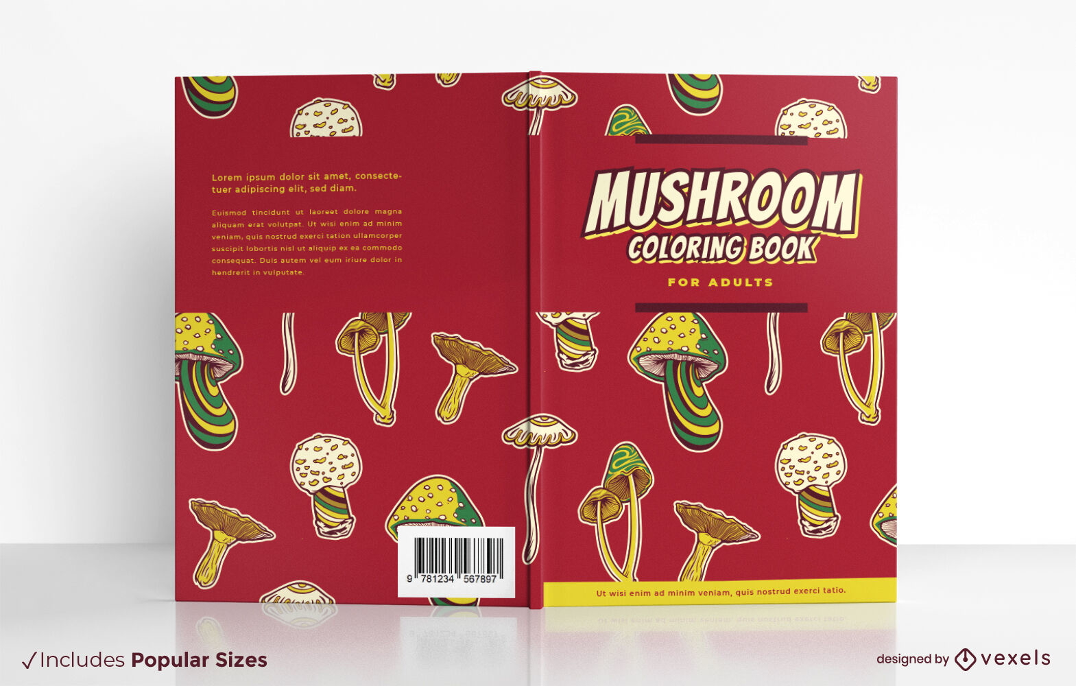 Design de capa de livro para colorir cogumelo legal