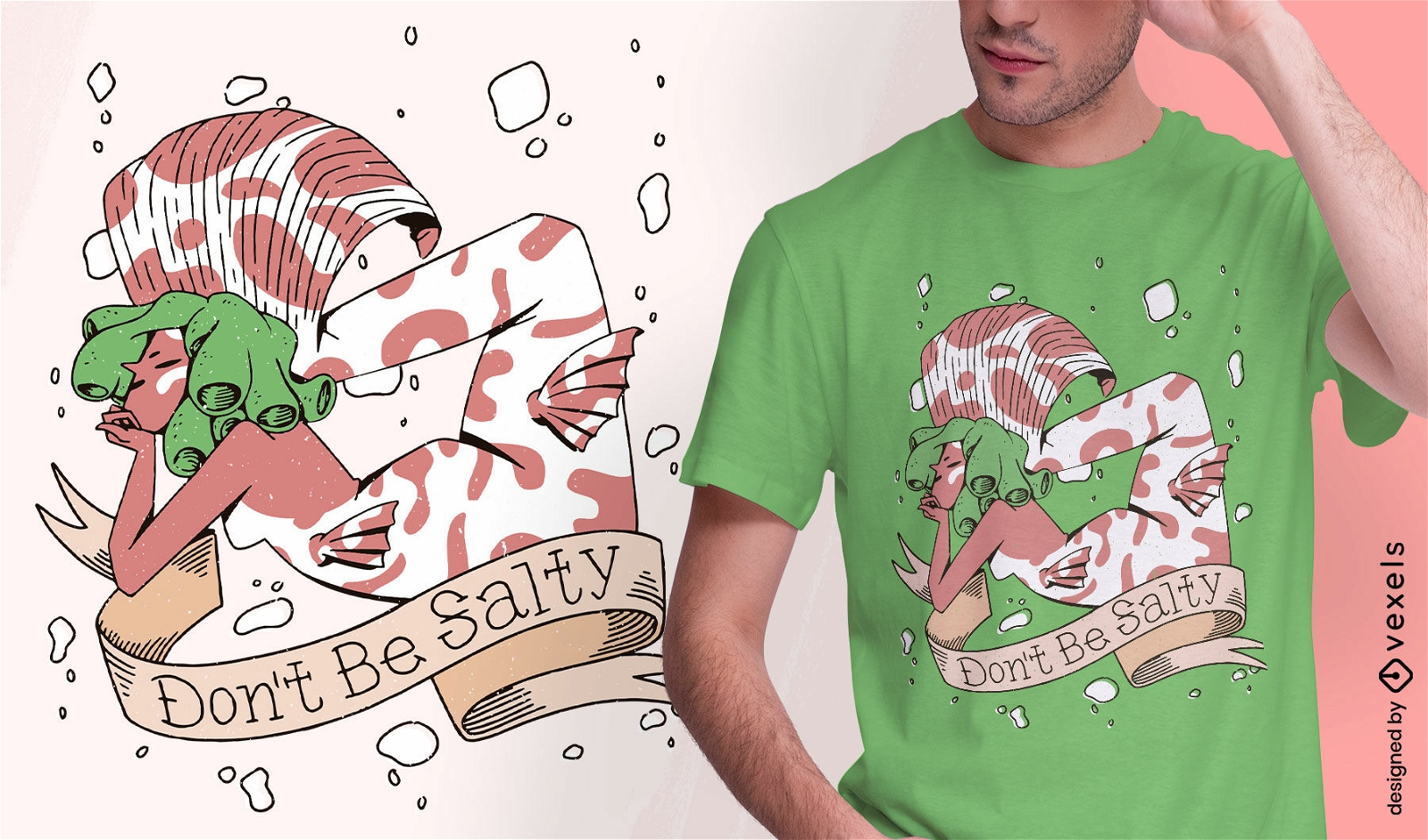 Mythologische Meerjungfrau gruseliges T-Shirt-Design