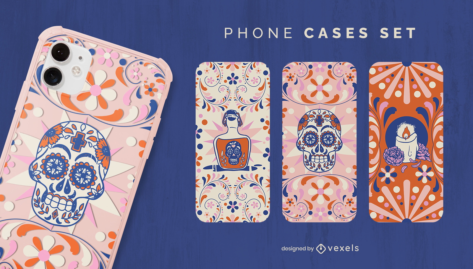 Diseño de la caja del teléfono del día de los muertos.