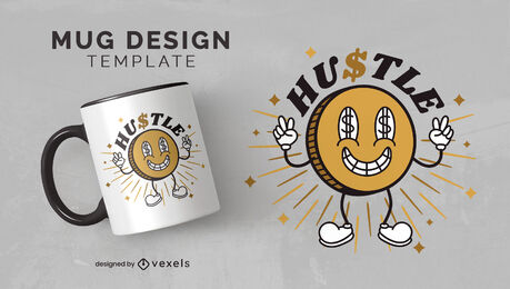 Hustle design de caneca de moeda de dinheiro