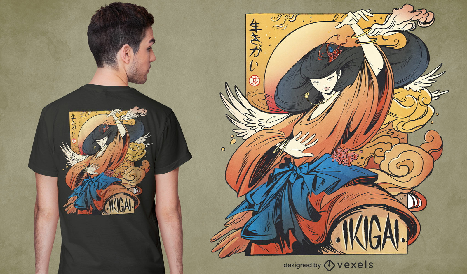 Camiseta de niña espiritual japonesa psd