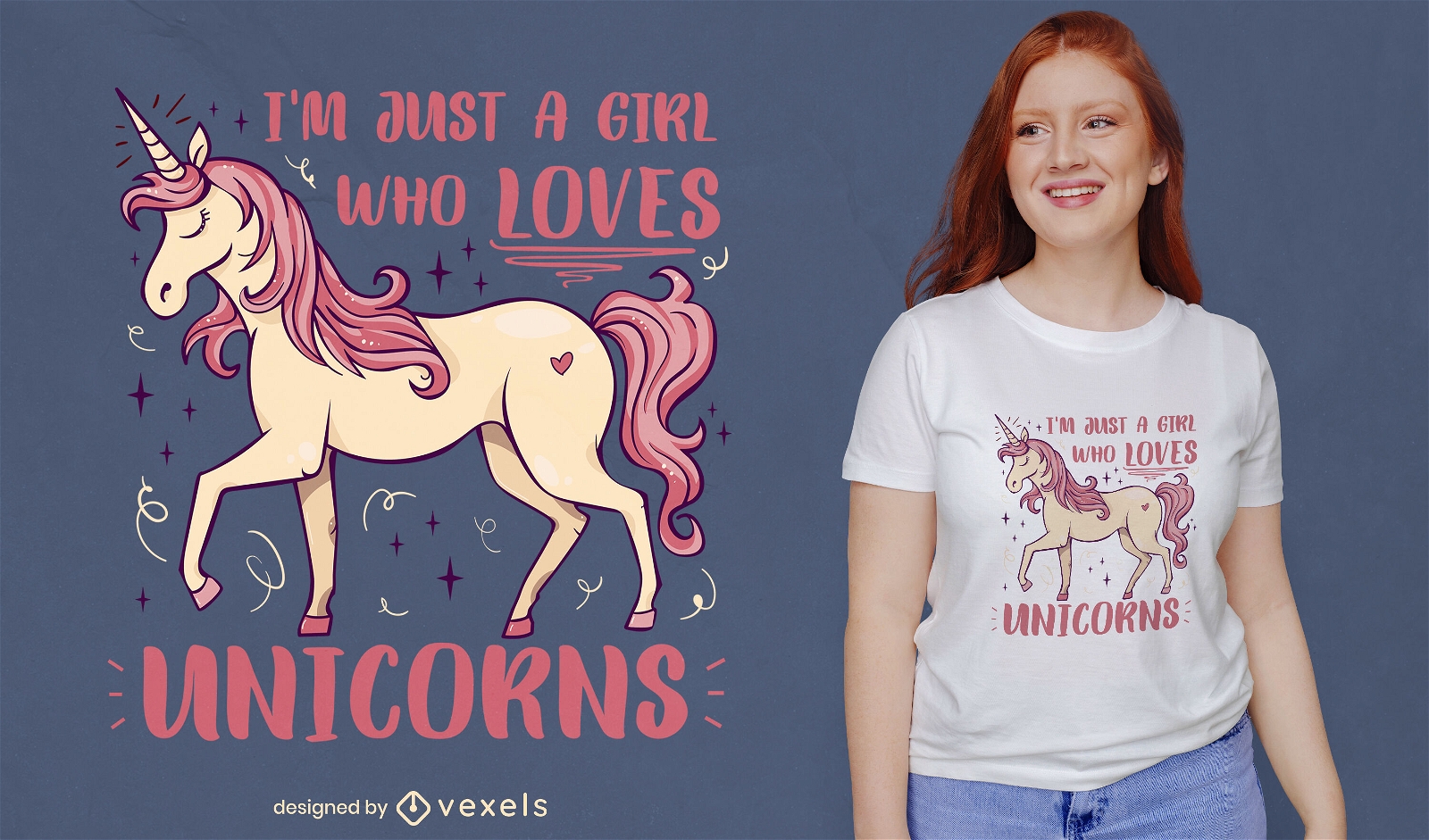 A girl who loves unicorns t-shirt design