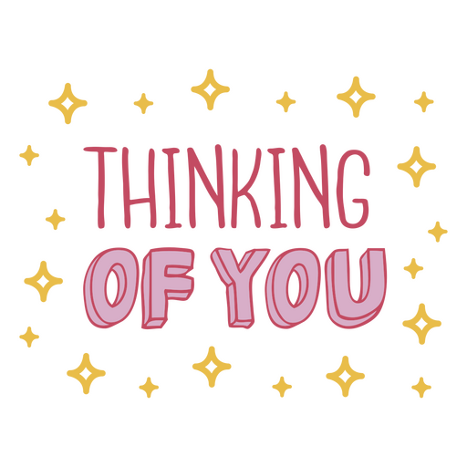 Thinking of you doodle color quote PNG Design