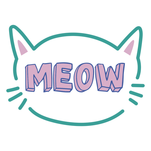 Meow doodle color quote PNG Design