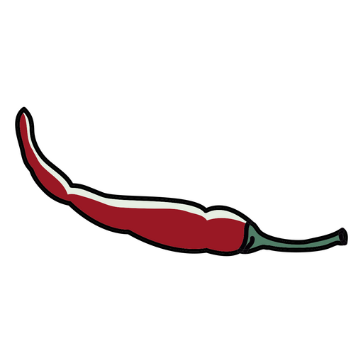 Cooking elements red chili pepper color stroke