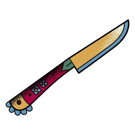 Elementos de cocina cuchillo con textura trazo de color. Diseño PNG