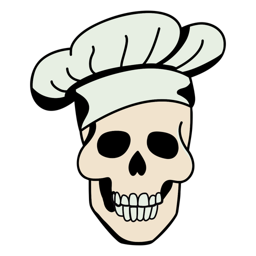 Elementos de cocina esqueleto chef color trazo