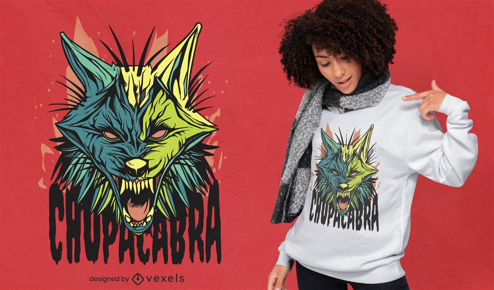 W?tendes Chupacabra-Monster-T-Shirt-Design