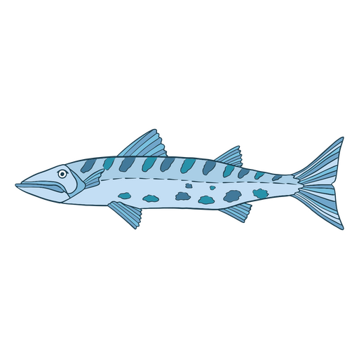 Blue fish side view PNG Design