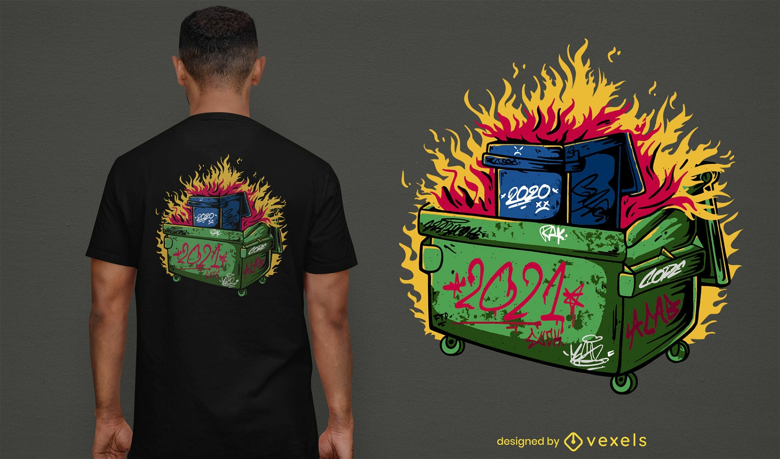 Müllcontainer in Brand 2021 T-Shirt-Design