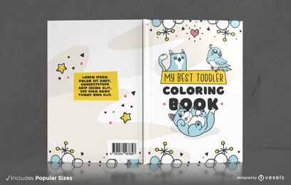 Diseño de portada de libro de garabatos de animales lindos