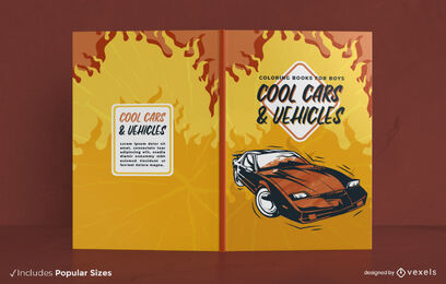 Design de capa de livro de fogo de carro esportivo
