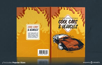 Diseño de portada de libro de incendios de coche deportivo