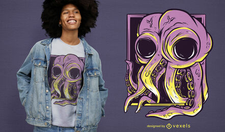 Pulpo en diseño de camiseta de retrato