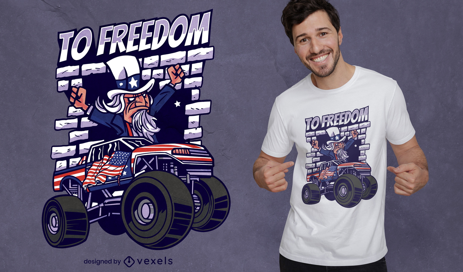 Diseño divertido de la camiseta de la libertad del tío Sam