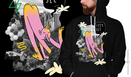 Design curioso de camiseta gigante
