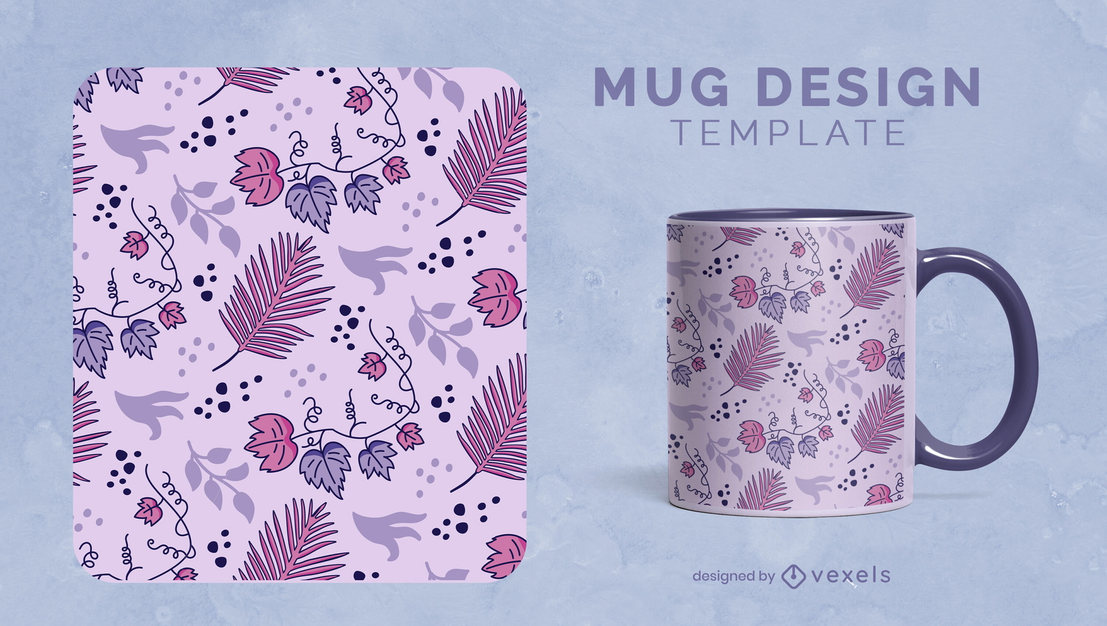 Purple leaves and plants nature mug design