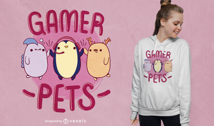 Niedliches Gamerhaustier-T-Shirt-Design