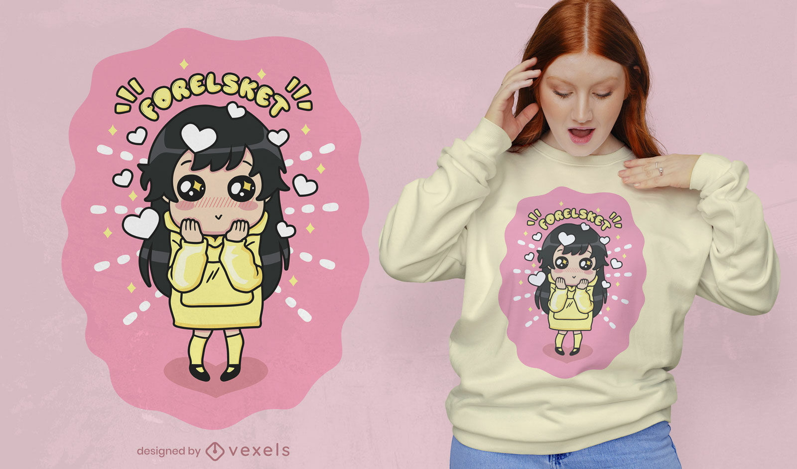 Diseño de camiseta linda chica enamorada