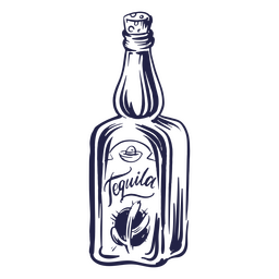 Day of the dead tequila bottle filled stroke PNG Design Transparent PNG