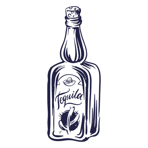 Tag der toten Tequila-Flasche gefüllter Schlaganfall PNG-Design