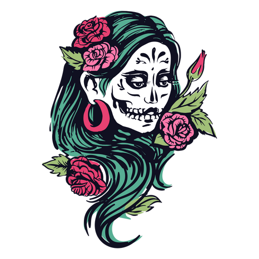 Day of the dead skeleton woman illustration PNG Design