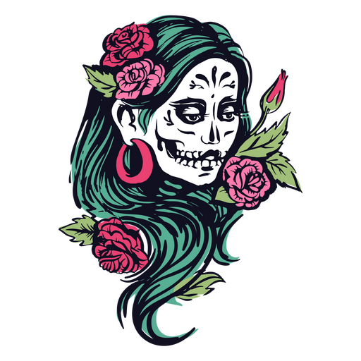 Ilustraci?n de mujer esqueleto del d?a de los muertos Diseño PNG