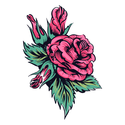 Ausführliche Illustration der Rose PNG-Design