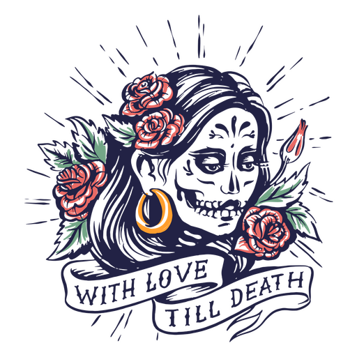 Distintivo de férias mexicanas de morte e amor Desenho PNG