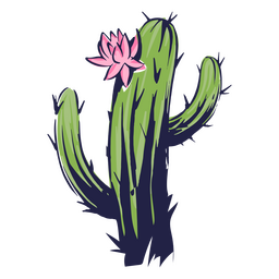 Ilustración de cactus con flores del día de los muertos Transparent PNG