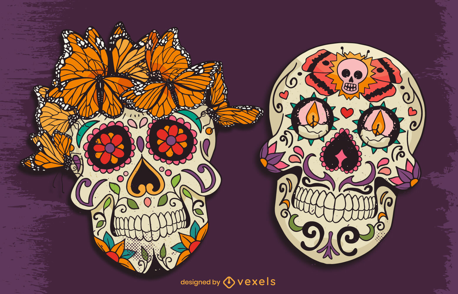 Ilustración de calavera de azúcar del día de los muertos