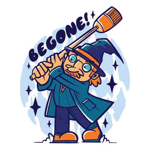 Wizard with broom character