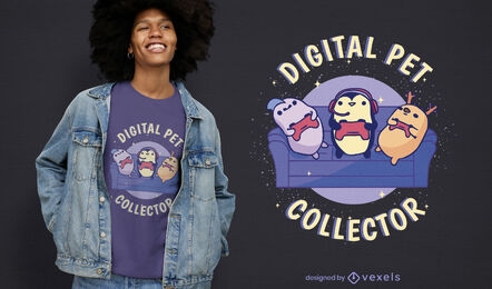 Diseño de camiseta de coleccionista de mascotas digital.