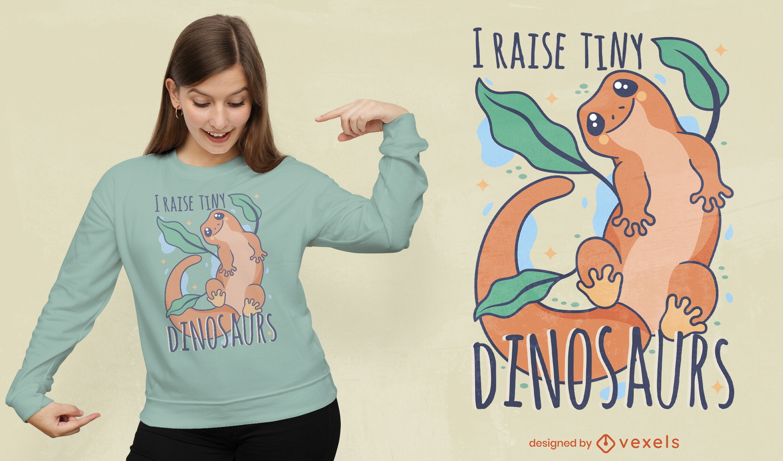 Design de camiseta dos minúsculos dinossauros Gecko