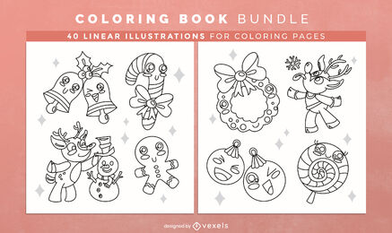 Adornos navideños para colorear páginas de diseño de libros