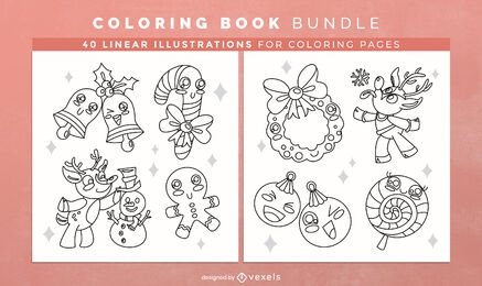 Christmas decorations coloring book design pages