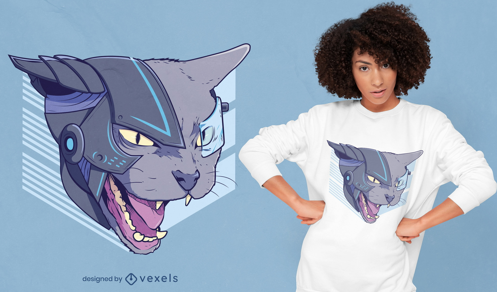 Wütendes Cybercat-T-Shirt-Design