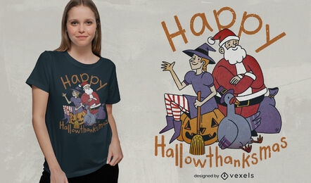 Holiday characters psd t-shirt design
