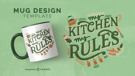 Kitchen rules cooking hobby mug design