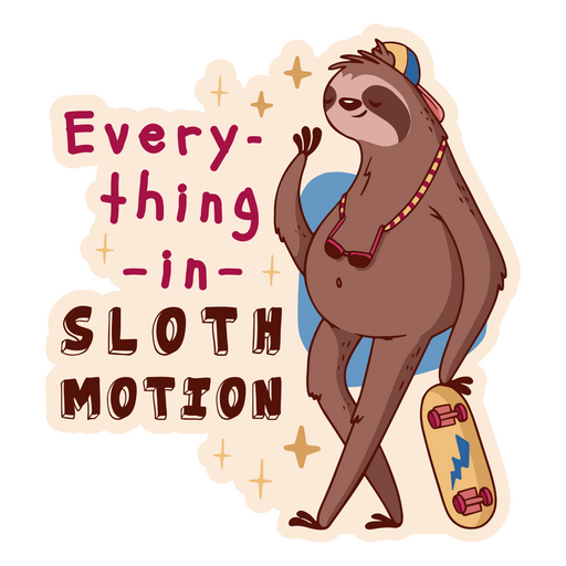 Sloth motion animal quote color stroke PNG Design