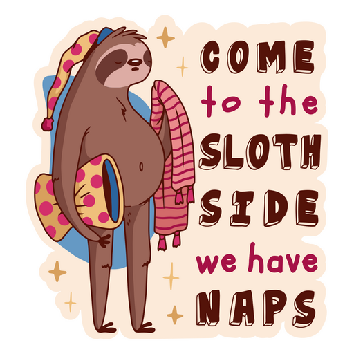 Sloth side animal quote color stroke PNG Design
