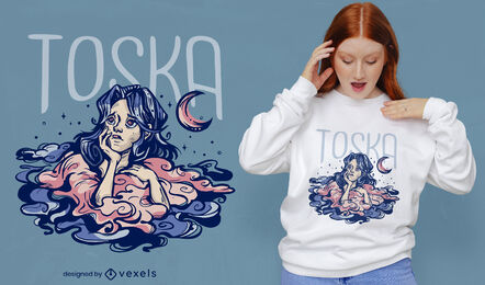 Sadness clouds woman t-shirt design