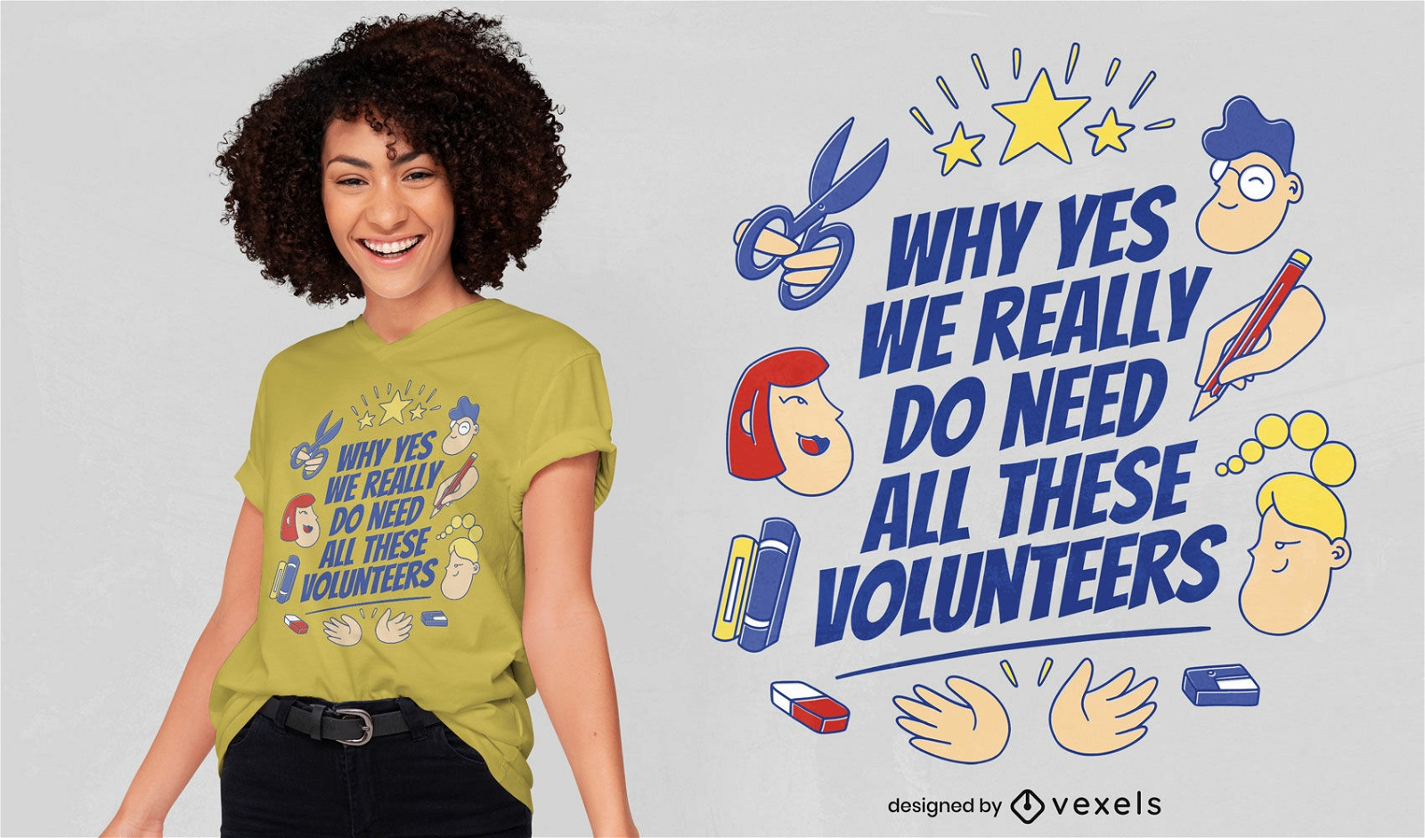 Fröhliches T-Shirt-Design für ehrenamtliche Mitarbeiter