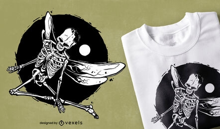 Winged skeleton grunge t-shirt design