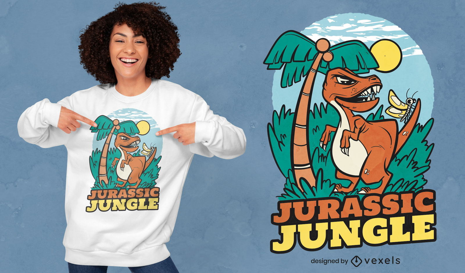 Diseño de camiseta jurassic jungle