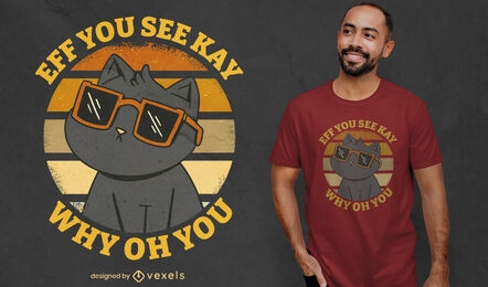 Diseño de camiseta de dibujos animados de gato en gafas de sol