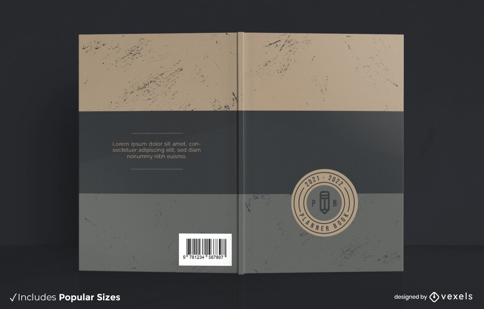 Horizontal lines planner cover design